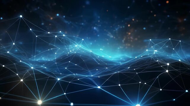 Abstract network connecting glowing nodes in deep space during a cosmic nebula