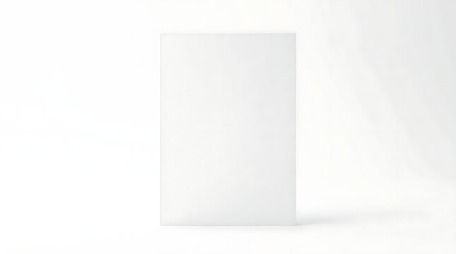 Blank white paper card on white background.