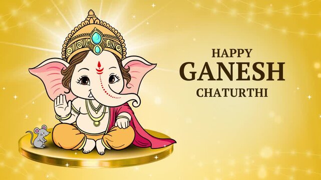 Ganesh Chaturthi Gold And Yellow Vibrant Greeting Video