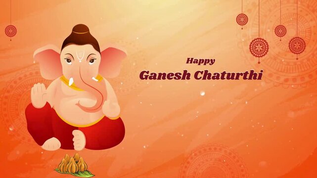 Ganesh Chaturthi Orange and Yellow Gradient Greeting Video