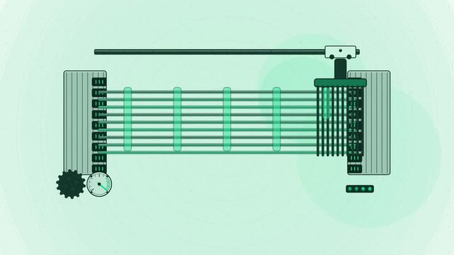 Abstract animated refactor untangling cables drawn as green and teal lines and shapes on a bright, clean light background. Seamless looping 4K motion graphics video with free space for text, ideal for