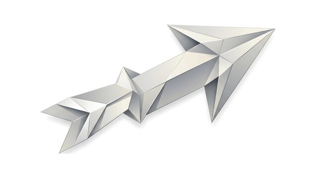 Flecha vector showing a white 3d geometric origami arrow on white