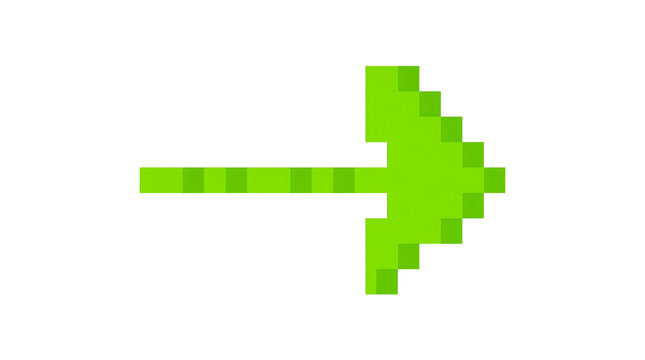 Green flecha vector pixel art pointing right isolated