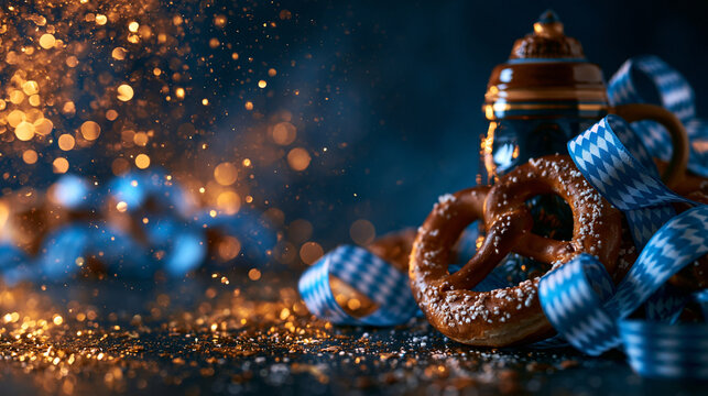 Oktoberfest Celebration with Traditional Pretzel and Beer Stein