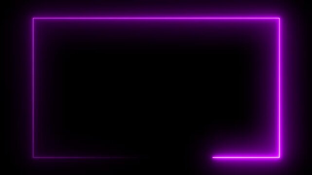 Animation of glowing neon rectangles abstract background. two tone neon color motion graphic on isolated black background. Seamless loop animated rectangle picture frame
