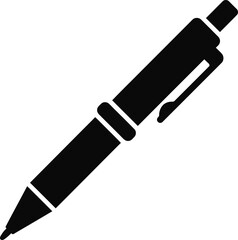 Naklejka premium Black and White Ballpoint Pen Silhouette Icon