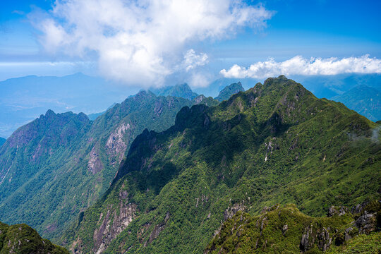 Mountain peaks of Fansipan in Vietnam