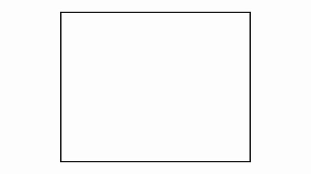 flat outline rectangle shape animation in transparent background, animated flat outline rectangle shape animation, white rectangle dashed line frame border animation on black background.