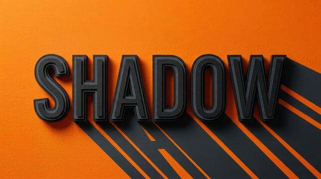 Shadow text effect with bold black letters on vibrant orange background 3D render