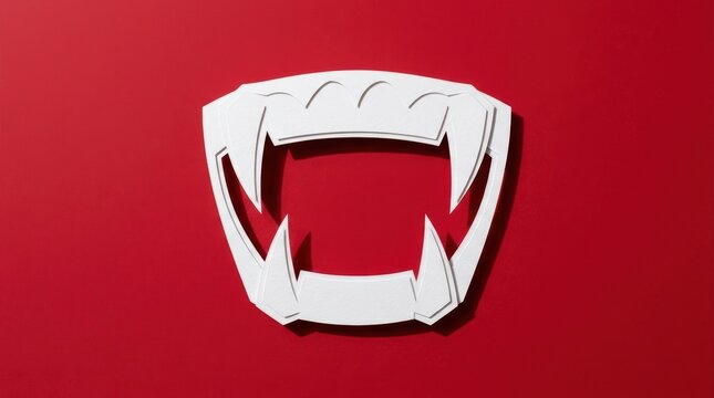 Vampire fangs open mouth 3D paper cut Halloween illustration
