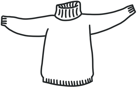 Hand Drawn Turtleneck Sweater Line Art Illustration