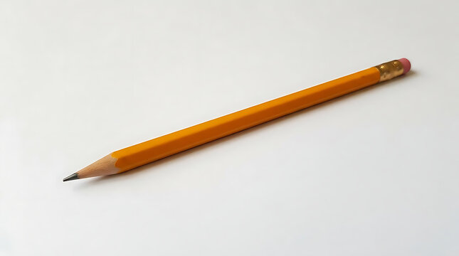 Classic yellow graphite pencil on a plain white surface.