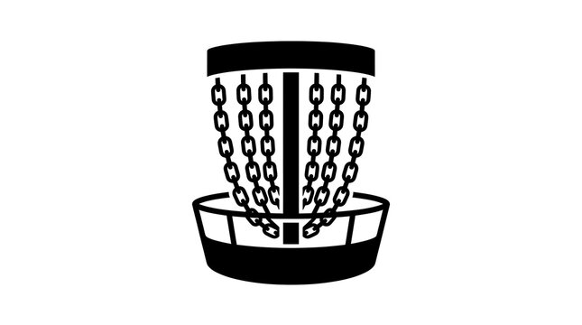 Disc golf vector basket target icon for sports branding