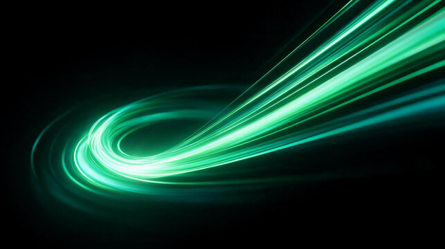 Abstract Green Light Trails in High Speed Motion