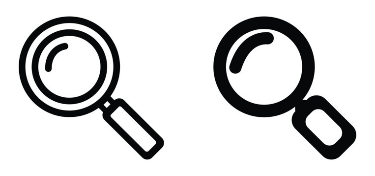 Two magnifying glass icons in black and white line art style