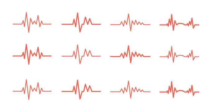 Heartbeat patterns displayed as electrocardiogram waveforms on a white background