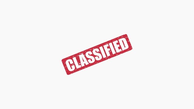 Red Classified Rubber Stamp Impression Isolated on White Background for Confidential Document Security and Privacy
