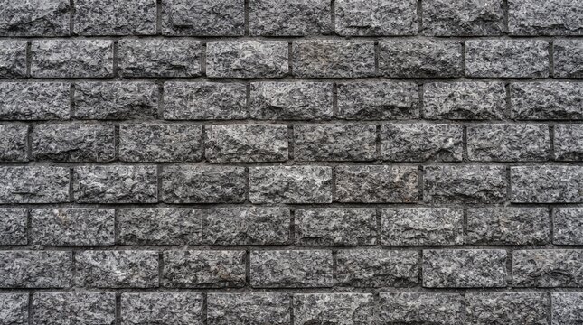 Dark grey granite block wall texture full frame rustic stone masonry background cut rock blocks stacked neatly