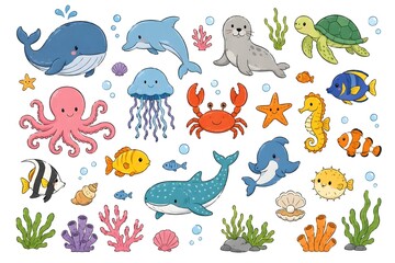 Obraz premium sea animals collection