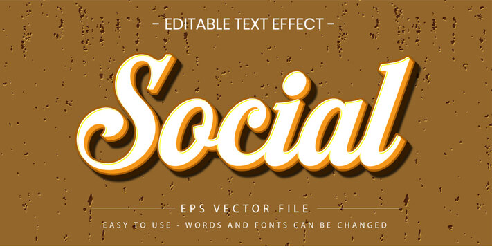 Social retro vintage 3d editable text effect vector template