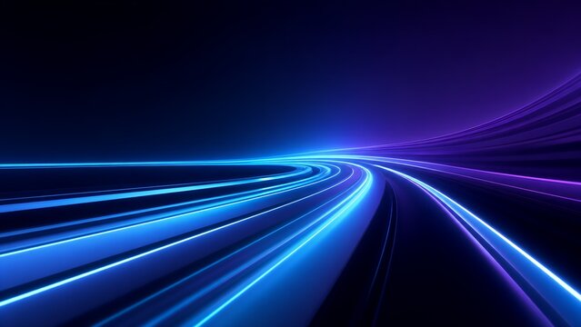 Futuristic High Speed Neon Light Trails Curve Background