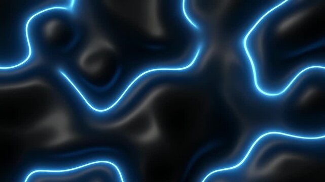 Abstract blue energy lines flowing through dark organic texture with subtle motion and depth