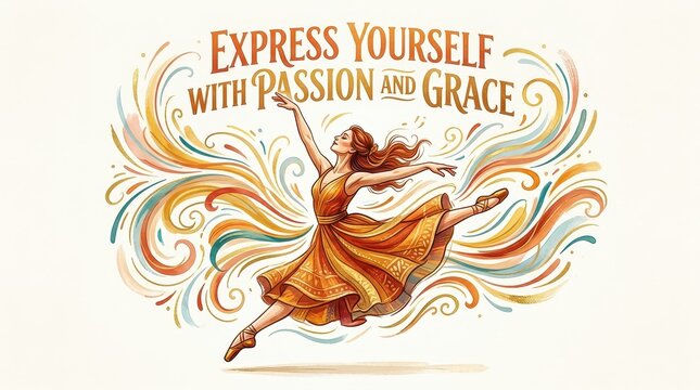Express Yourself with Passion and Grace: Joyful Dancer in Motion with Vibrant Swirls
