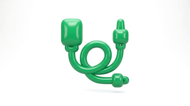 Green plastic float switch for liquid level control in water tanks isolated on white background