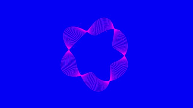 Abstract glowing neon waveform pulsating energy sound wave motion on vibrant blue background