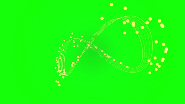 Abstract infinity loop glowing particles motion background green screen loopable digital