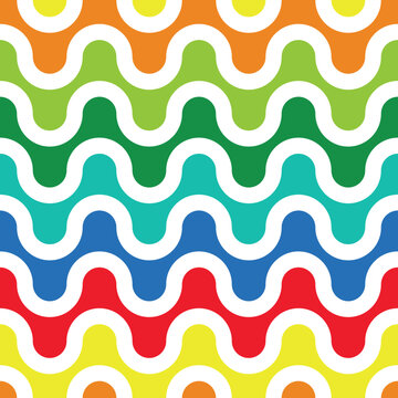 Premium vector of colorful striped wave seamless pattern. Bright multicolor background with curve texture. Geometric vibrant fluid lines for trendy wrapping paper print