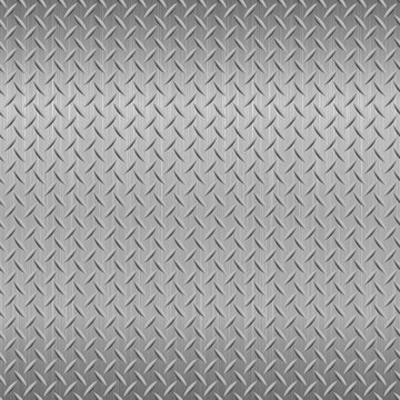 Polished silver metal plate grill texture. Brushed aluminum steel surface with repeating raised pattern, seamless industrial background for modern technology, construction and architectural design