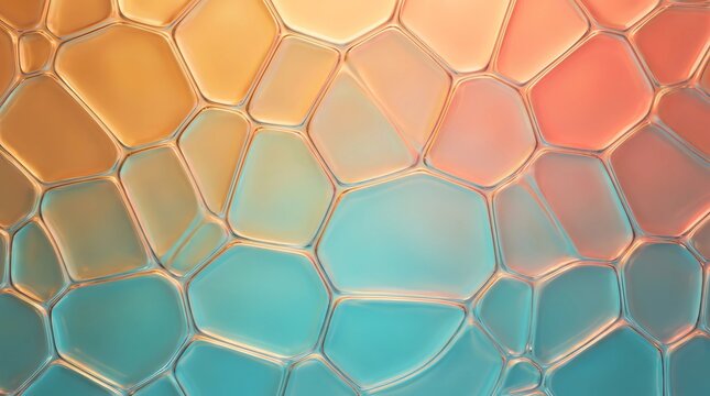 Translucent Voronoi Glass Cell Structure with Warm Gradient Light Background