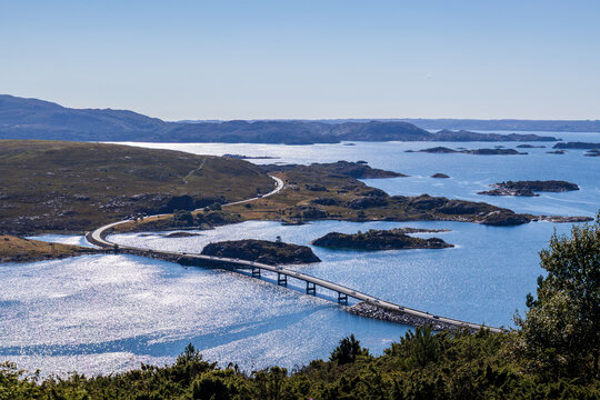 E39 Highway Crossing Frekasund Bridge in Rogaland, Norway