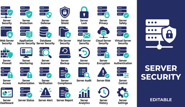 Server security dashboard icon for protected infrastructure systems