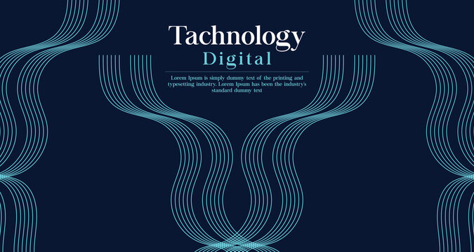 Abstract digital waveforms in vibrant blue on deep navy background