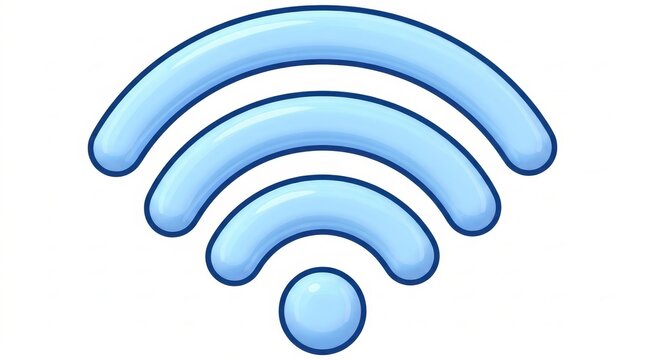 Technology - 3D Wi Fi icon wireless internet symbol with blue arcs
