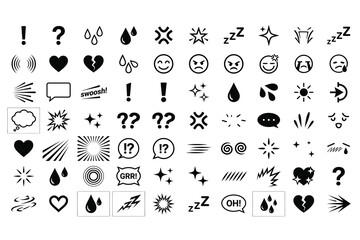 Miscellaneous UI symbols and punctuation mark icons set for graphic design © JANNAT