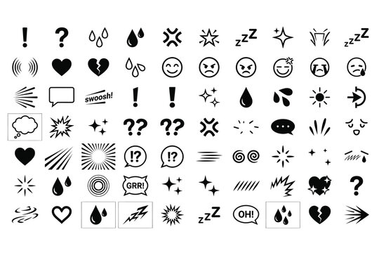 Miscellaneous UI symbols and punctuation mark icons set for graphic design