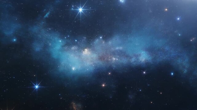 Vast Nebula and Stars in Deep Space with Cinematic Camera Orbit