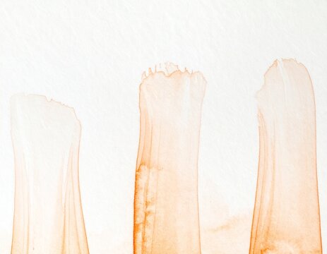 Apricot watercolour columns bleeding on ivory paper