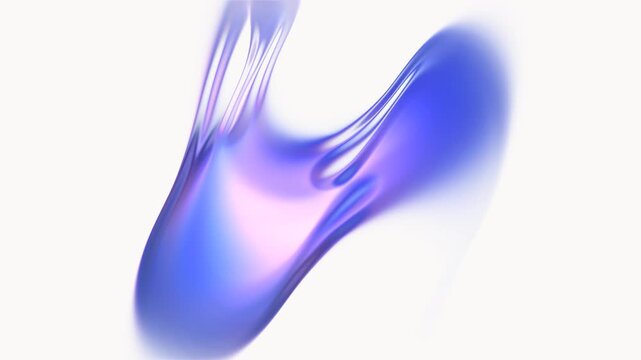 Abstract blue purple glass animation with smooth flowing liquid curves glossy reflections and soft translucent distortion for modern motion backgrounds.