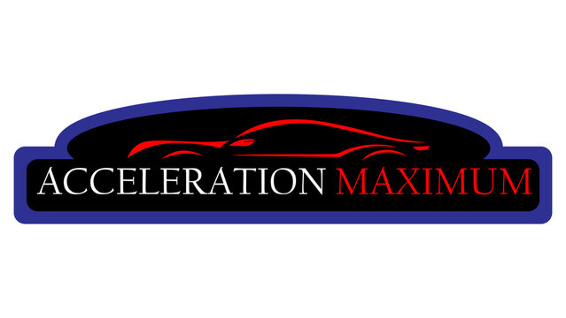 Acceleration Maximum Car Logo Template. A sleek automotive logo templates featuring a minimalist sports car silhouette, bold typography, and dark combination theme color.
