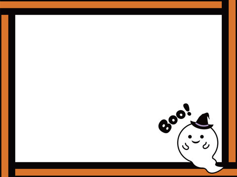 オレンジと黒の太枠におばけとBooの文字をあしらったハロウィン枠