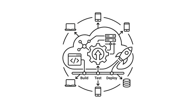 DevOps Cloud Workflow Infographic Vector