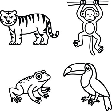 Four animals vector illustration set