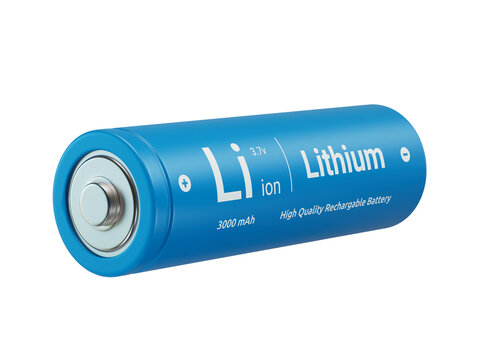 3D Render of Blue 3000 mAh Li-Ion Rechargeable Battery Cell.