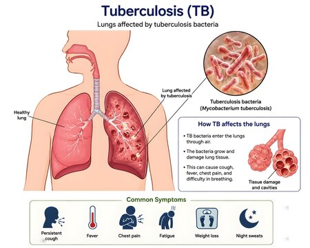 Mycobacterium tuberculosis, tubercle bacillus, acid fast bacillus, pulmonary tuberculosis, TB pathogen, alveolar infection, granulomatous inflammation, tuberculous granuloma, lung parenchyma, pulmonar