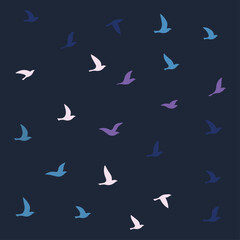 Fototapeta premium Colorful Flying Bird Silhouette Seamless Pattern