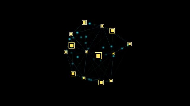Futuristic Blockchain Network with Connected Digital Blocks and Glowing Data Flow